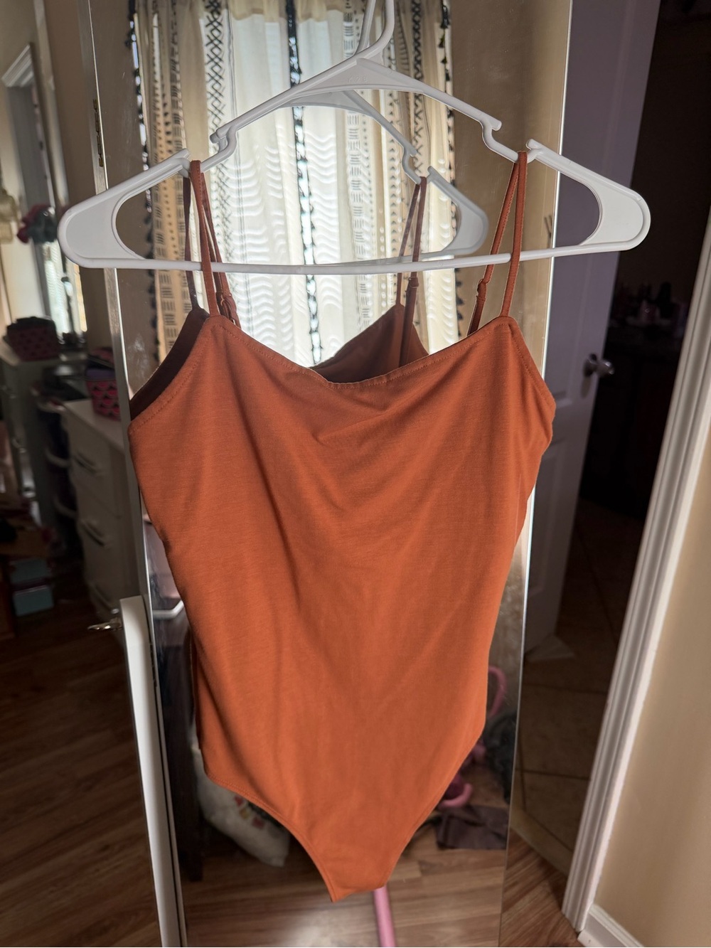 American Eagle Outfitters Rust Orange Spaghetti Strap Bodysuit